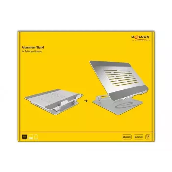 Laptopstandaard DeLOCK 18414 verstelbaar aluminium breedte 280 mm diepte 230 mm hoogte 40 mm