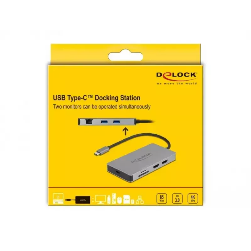 DeLOCK USB Type-C dockingstation 4K dual HDMI MST USB 3.2 SD LAN PD 3.0