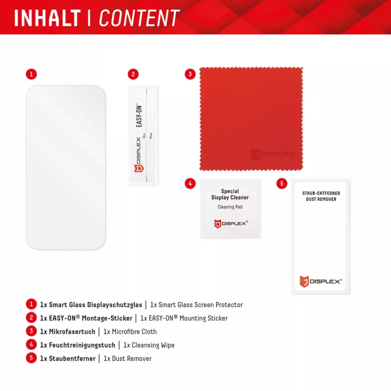 Displex Smart Glass (9H) voor Samsung Galaxy A26/A16 (5G)/A17 (4G/5G), montagestickers, onbreekbaar