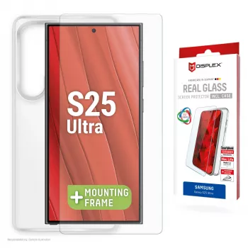 Displex displayschermfolie + hoesje voor Samsung Galaxy S25 Ultra, Eco-montageframe, krasvast