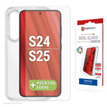 Displex displayschermfolie + hoesje voor Samsung Galaxy S24/S25, Eco-montageframe, krasvast