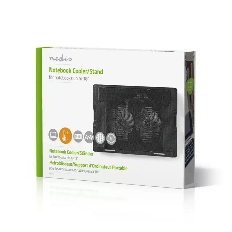 Laptop-koelpad Nedis NBCR200BK 2 ventilatoren 14 cm zwart