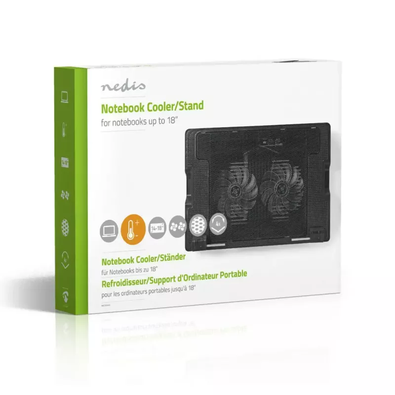 Laptop-koelpad Nedis NBCR200BK 2 ventilatoren 14 cm zwart