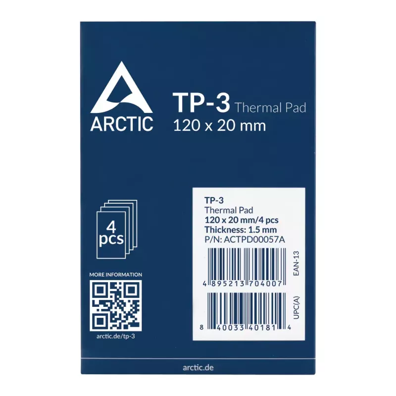 ARCTIC TP-3 Premium Performance warmtegeleidingspad 120 x 20 mm, 1,5 mm