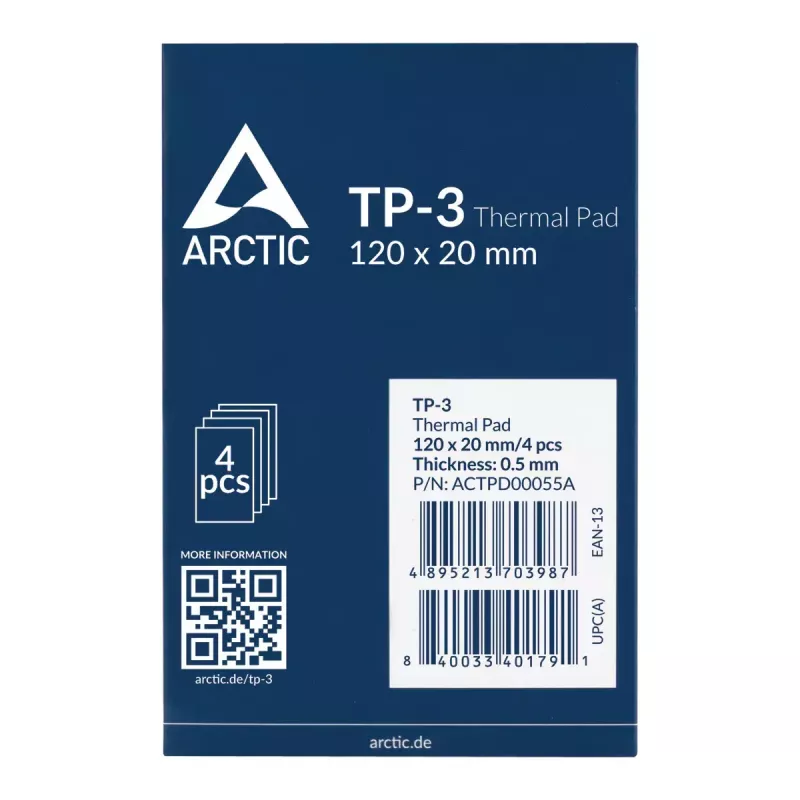 ARCTIC TP-3 Premium-Performance warmtegeleidingspad 120 x 20 mm, 0,5 mm