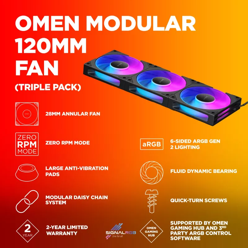 HP OMEN modulaire 120mm-ventilator - driepack zwart