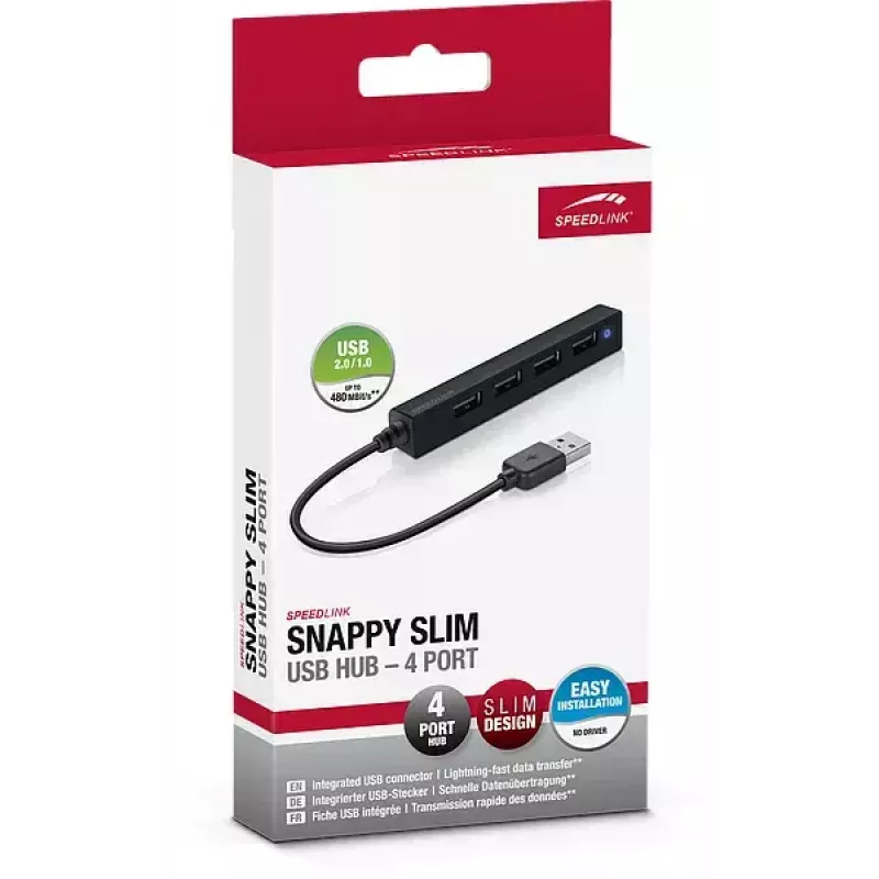 Hub SPEEDLINK SNAPPY slank 480 Mbit/s zwart