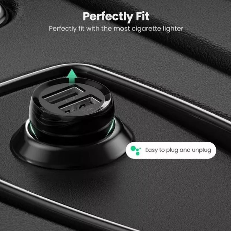 Ugreen 50875 mobiele oplader MP4, mobiele computer zwart sigarettenaansteker auto