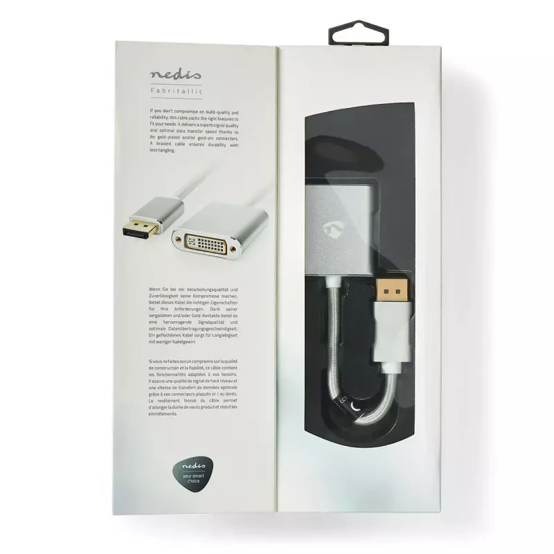 Nedis CCTB37250AL02 videoadapterkabel 0,2 m DisplayPort DVI-D zilver