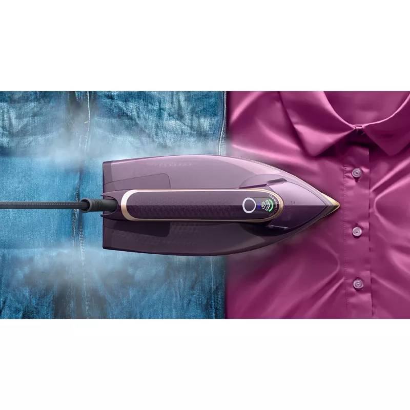 Philips DST8040/30 Azur 8000 Series stoomstrijkijzer, 3000 W, 0,35 L reservoir, SteamGlide Elite zoolplaat, verticale stoom, 80 g/min, 260 g/min stoomstoot, donkerpaars
