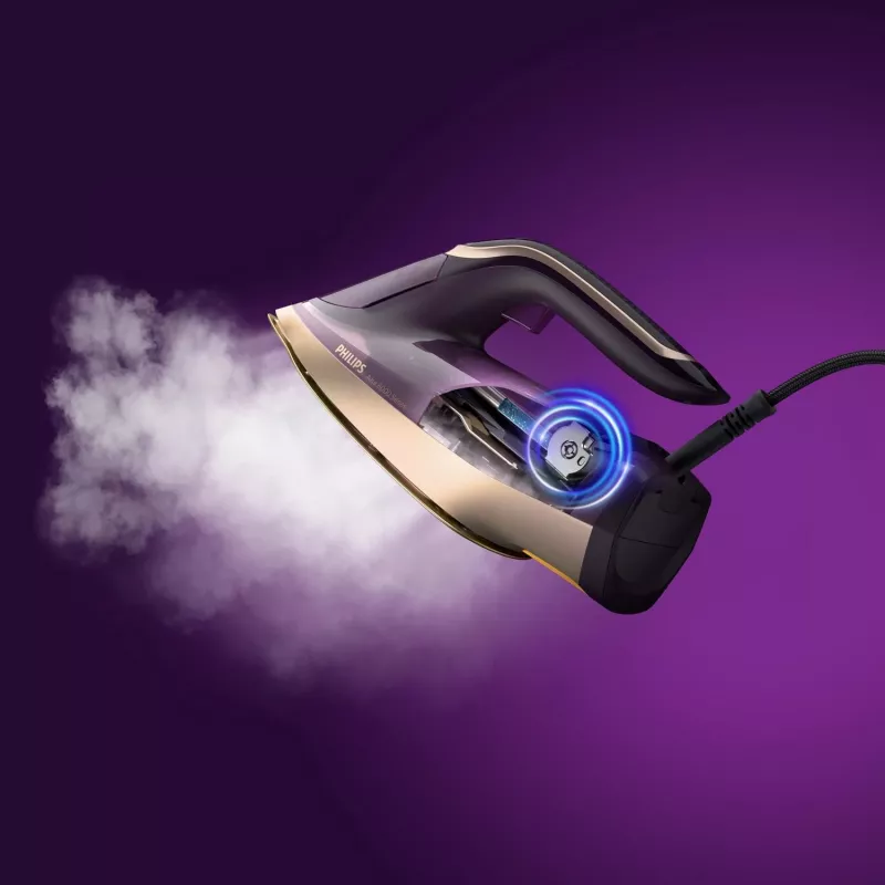 Philips DST8040/30 Azur 8000 Series stoomstrijkijzer, 3000 W, 0,35 L reservoir, SteamGlide Elite zoolplaat, verticale stoom, 80 g/min, 260 g/min stoomstoot, donkerpaars
