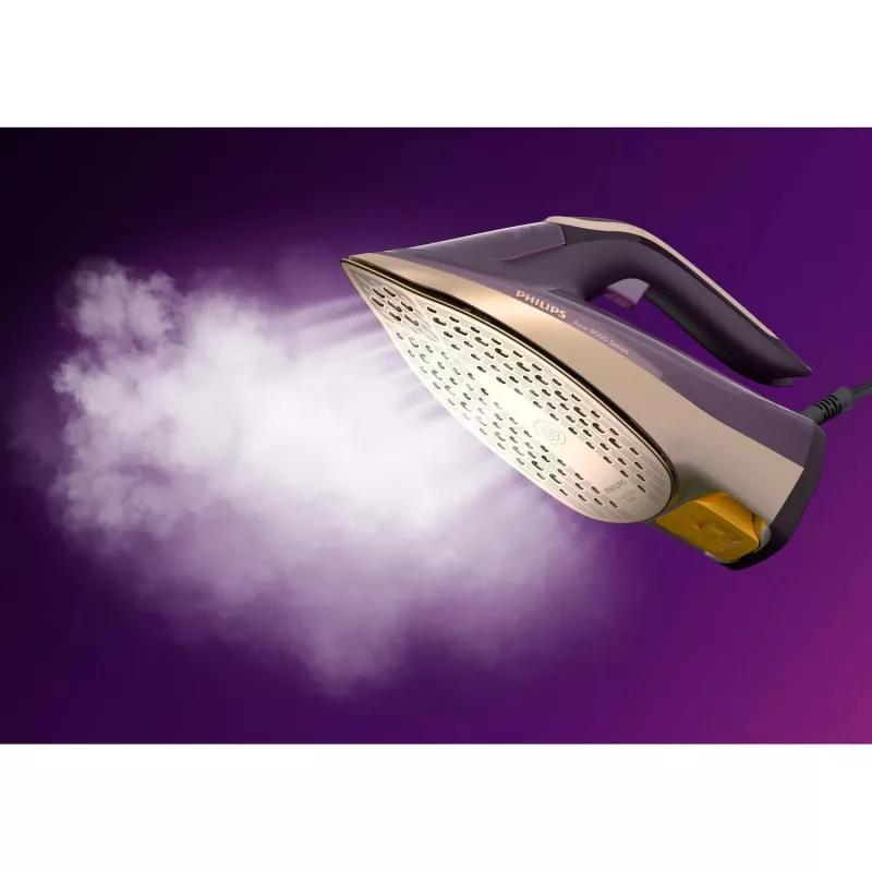 Philips DST8040/30 Azur 8000 Series stoomstrijkijzer, 3000 W, 0,35 L reservoir, SteamGlide Elite zoolplaat, verticale stoom, 80 g/min, 260 g/min stoomstoot, donkerpaars