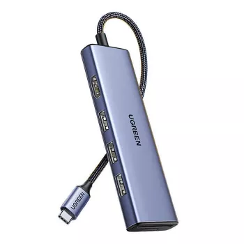 USB Type-C hub UGREEN 20956A met HDMI en USB 3.0, 5 Gbit/s, 4K 3840x2160, zilver