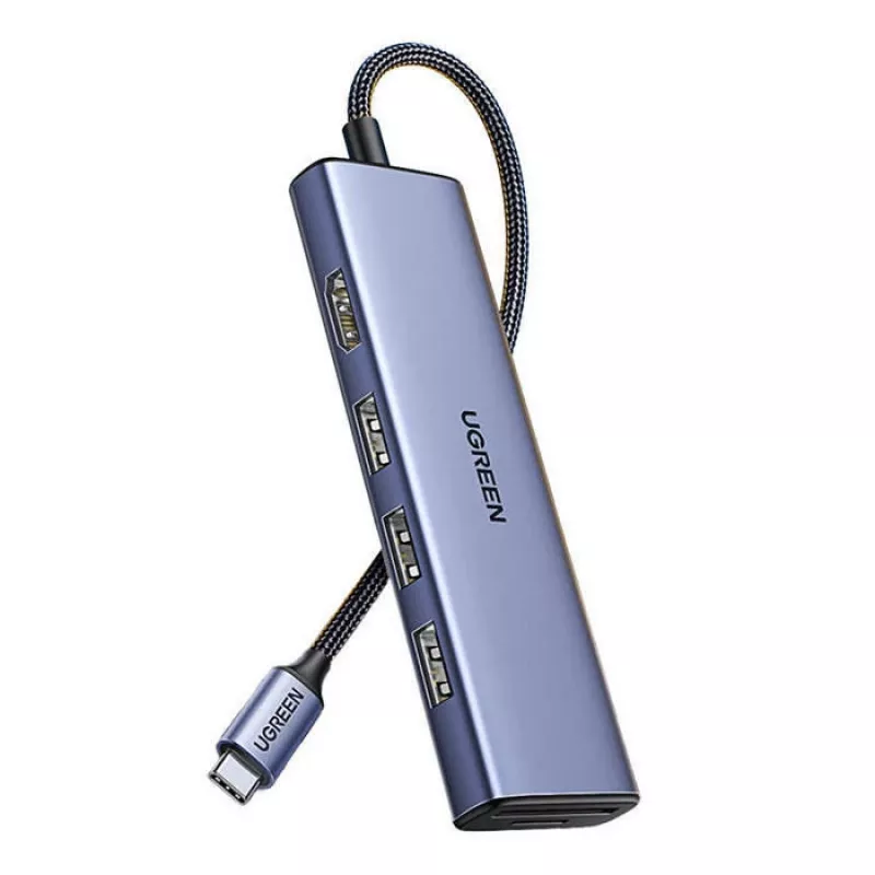 USB Type-C hub UGREEN 20956A met HDMI en USB 3.0, 5 Gbit/s, 4K 3840x2160, zilver