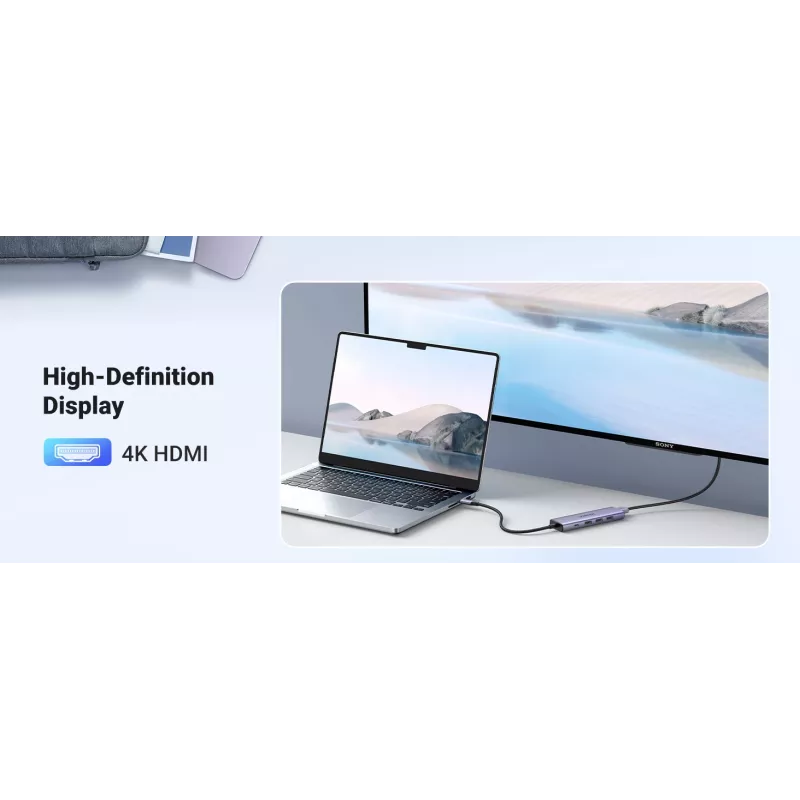 USB Type-C hub UGREEN 20956A met HDMI en USB 3.0, 5 Gbit/s, 4K 3840x2160, zilver