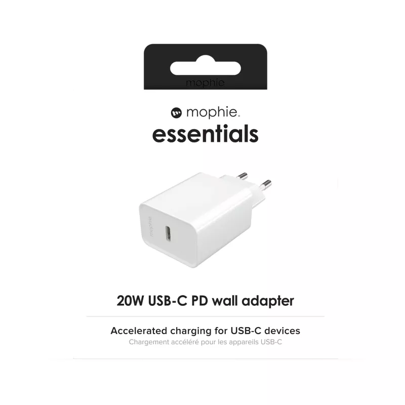 mophie essentials 20W USB-C PD-voeding universeel wit AC-snelladen binnen