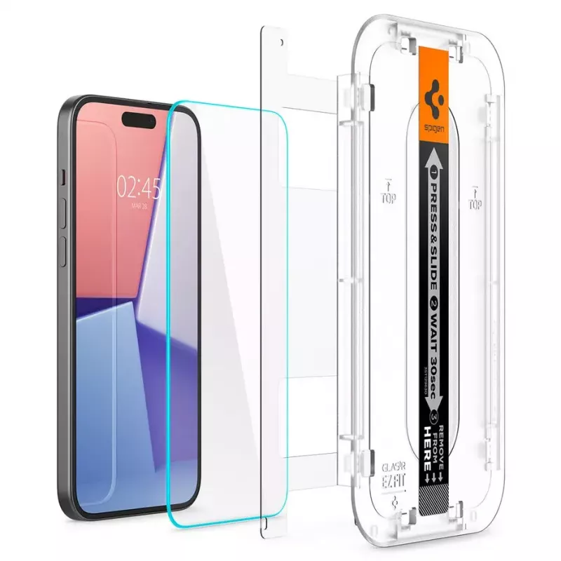 Spigen iPhone 15 Glas.tR EZ Fit displayscherm van gehard glas transparant