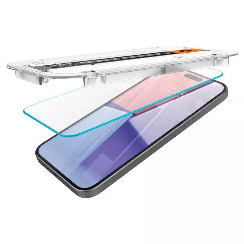 Spigen iPhone 15 Glas.tR EZ Fit displayscherm van gehard glas transparant