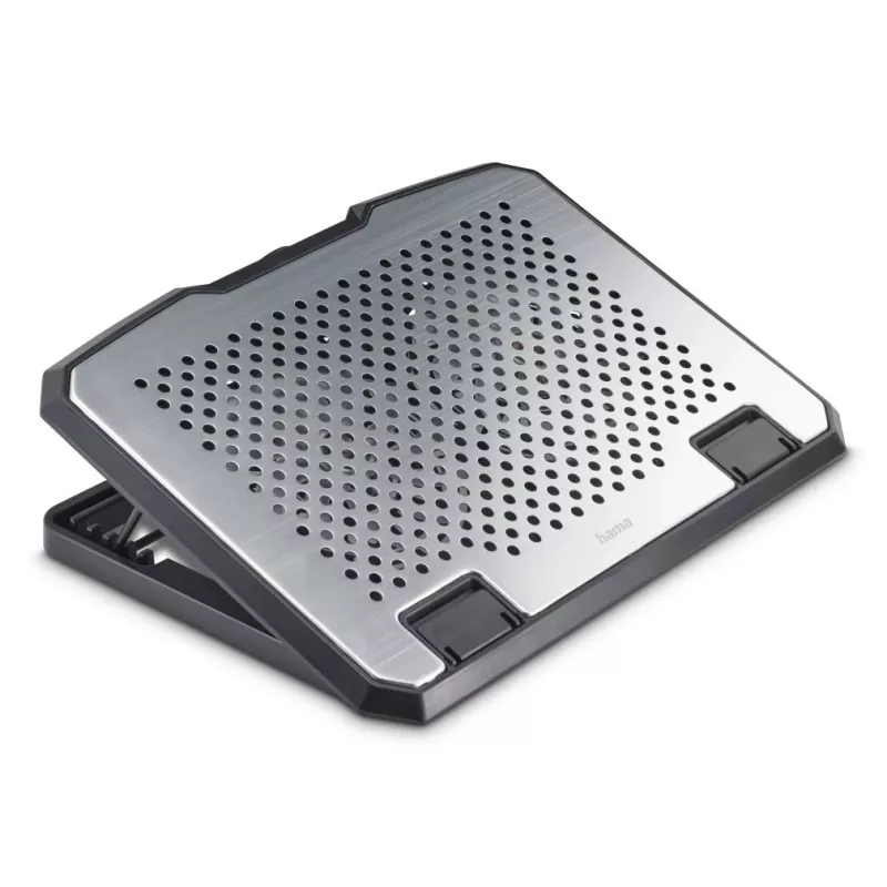 Hama 00126807 aluminium laptopkoeler, kantelbaar, 2 ventilatoren, tot 39,6 cm (15,6 inch), zwart