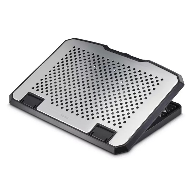 Hama 00126807 aluminium laptopkoeler, kantelbaar, 2 ventilatoren, tot 39,6 cm (15,6 inch), zwart