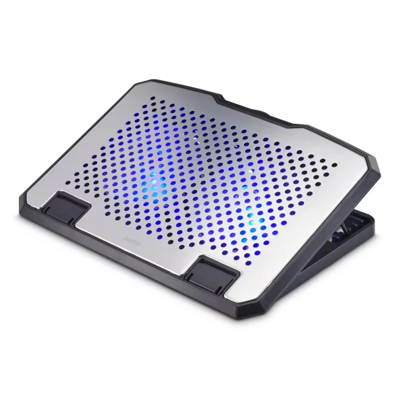 Hama 00126807 aluminium laptopkoeler, kantelbaar, 2 ventilatoren, tot 39,6 cm (15,6 inch), zwart
