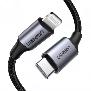 Ugreen 60759 mobiele-telefoonkabel zwart, zilver 1 m USB C Lightning