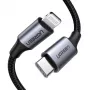 Ugreen 60759 mobiele-telefoonkabel zwart, zilver 1 m USB C Lightning