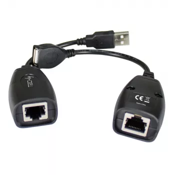 Techly IUSB-EXTENDTY5 USB-extender via Cat.5e/6-kabel tot 50 m, USB Type-A naar RJ-45, USB 1.1, zonder voeding, zwart