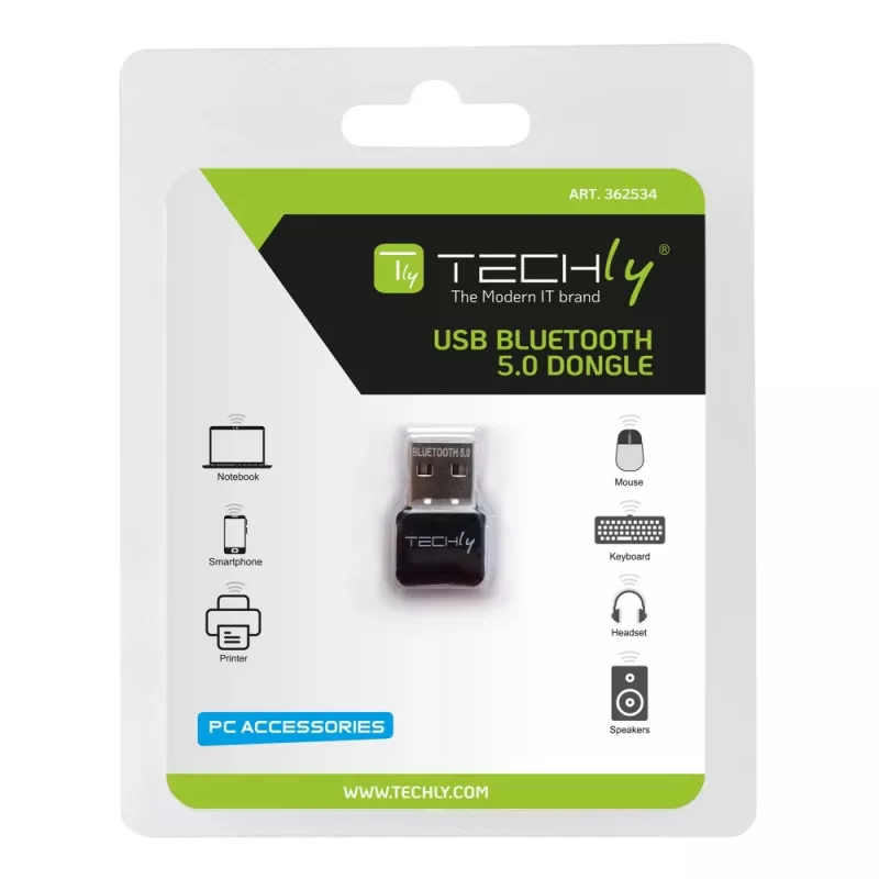 Techly IDATA USB-BLT5 USB Bluetooth 5.0-adapter, zwart