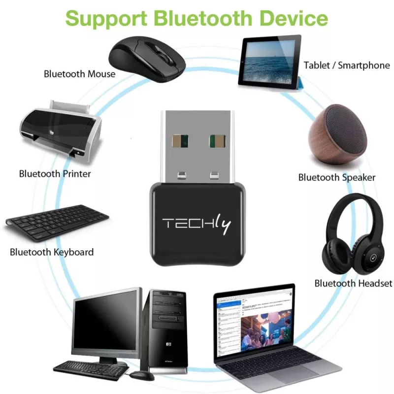 Techly IDATA USB-BLT5 USB Bluetooth 5.0-adapter, zwart