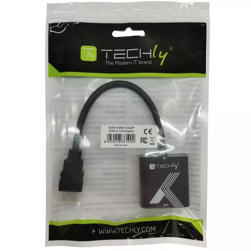 Techly kabeladapter converter HDMI naar VGA zwart 0,1 m 1920x1200 60 Hz