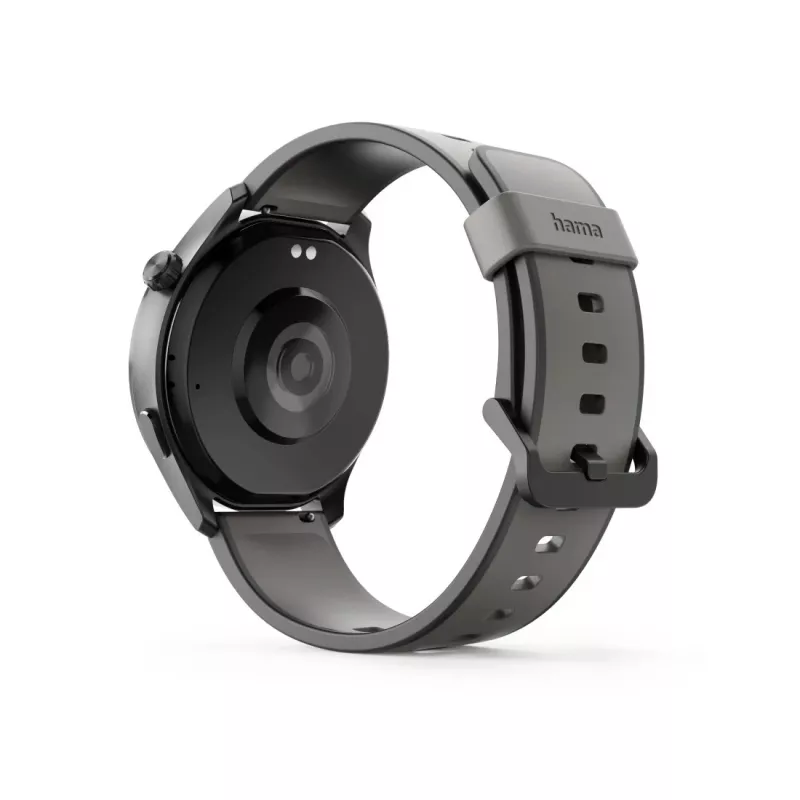 Hama Smartwatch 9000 00178627, 1,43 inch (3,63 cm) AMOLED, GPS, muziekopslag, waterdicht, siliconen band, antraciet