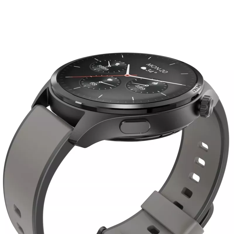 Hama Smartwatch 9000 00178627, 1,43 inch (3,63 cm) AMOLED, GPS, muziekopslag, waterdicht, siliconen band, antraciet