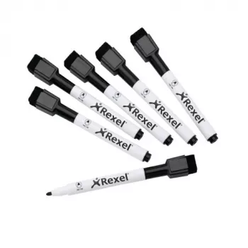 Rexel Magnetic Dry-Erase Markers zwart 6 stuks
