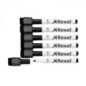Rexel Magnetic Dry-Erase Markers zwart 6 stuks