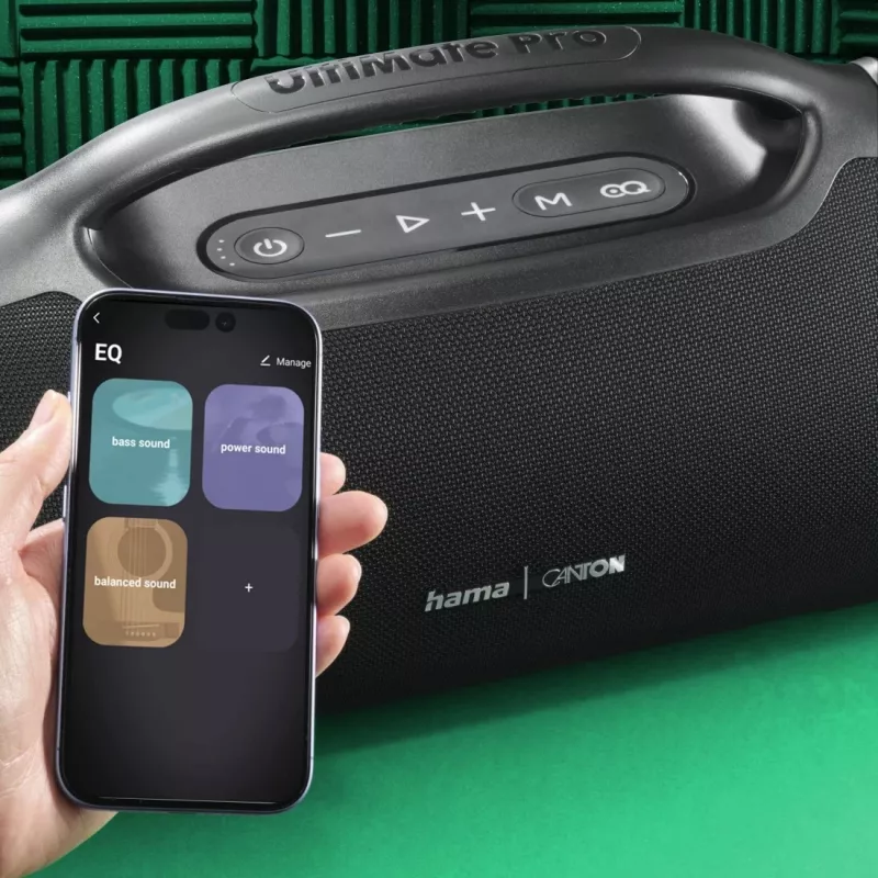 Partyluidspreker HAMA UltiMate Pro 120 W, draadloos Bluetooth, waterdicht, ingebouwde accu, USB-C-laden