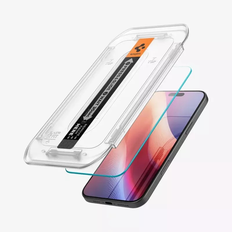 Displayschermbescherming Spigen GLAS.tR EZ Fit Apple iPhone 16 Pro gehard glas transparant 2 stk.
