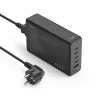 Oplaadstation HAMA 201977, 240W totaal, 4× USB-C, 1× USB-A, zwart