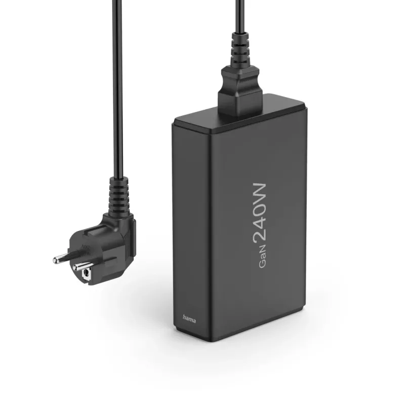 Oplaadstation HAMA 201977, 240W totaal, 4× USB-C, 1× USB-A, zwart