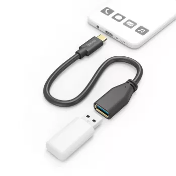 Hama 00201605 USB-kabel USB 3.2 Gen 1 (3.1 Gen 1) 0,15 m USB-C USB-A zwart