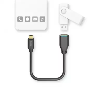 Hama 00201605 USB-kabel USB 3.2 Gen 1 (3.1 Gen 1) 0,15 m USB-C USB-A zwart