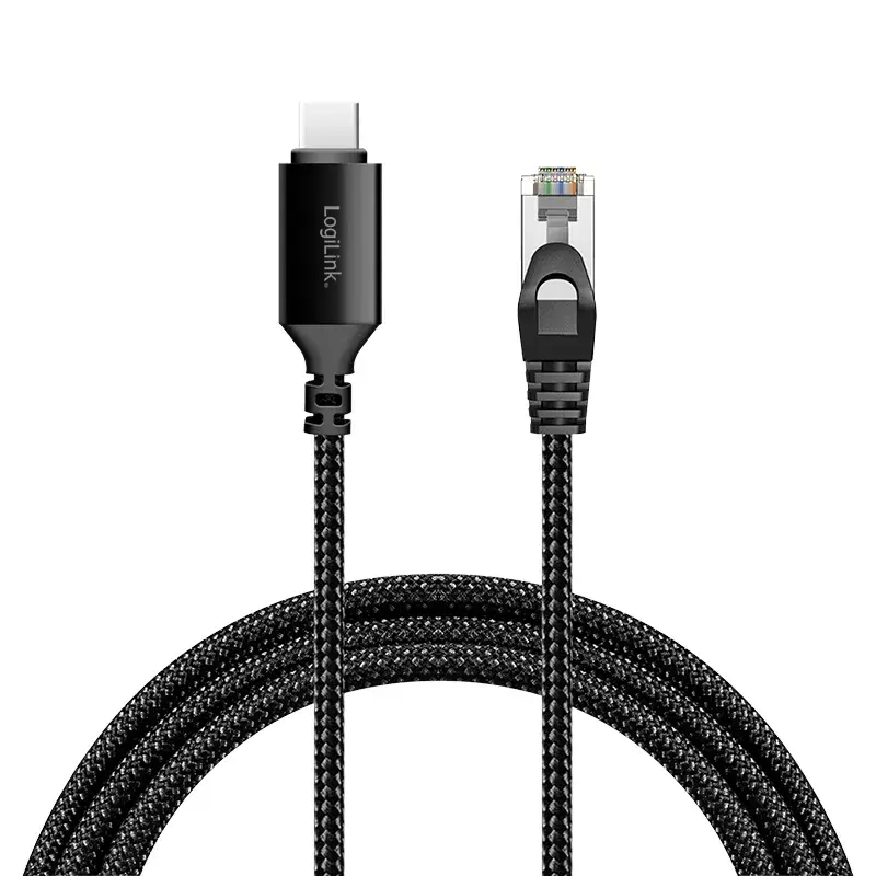 LogiLink CU0416 USB 3.2 Type-C naar RJ45 Gigabit Ethernet-adapterkabel, 10 m