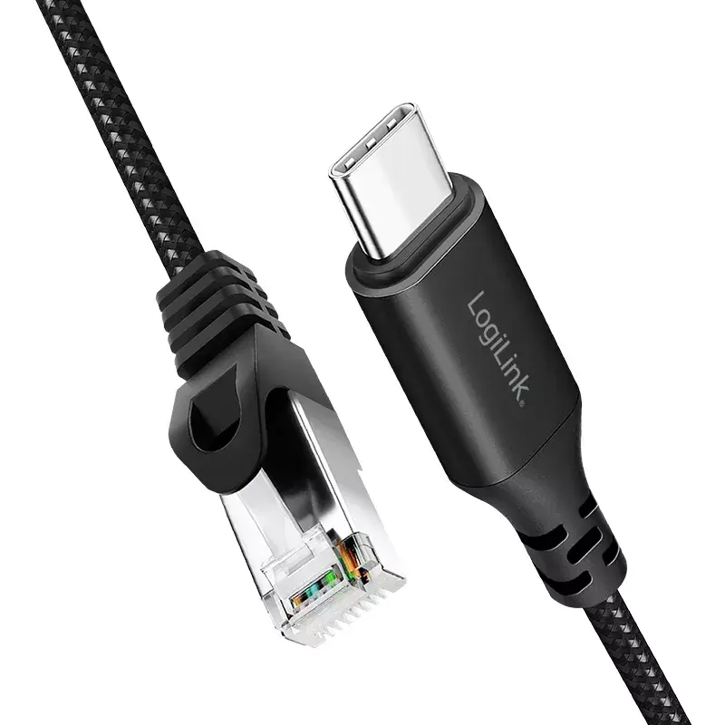 LogiLink CU0416 USB 3.2 Type-C naar RJ45 Gigabit Ethernet-adapterkabel, 10 m