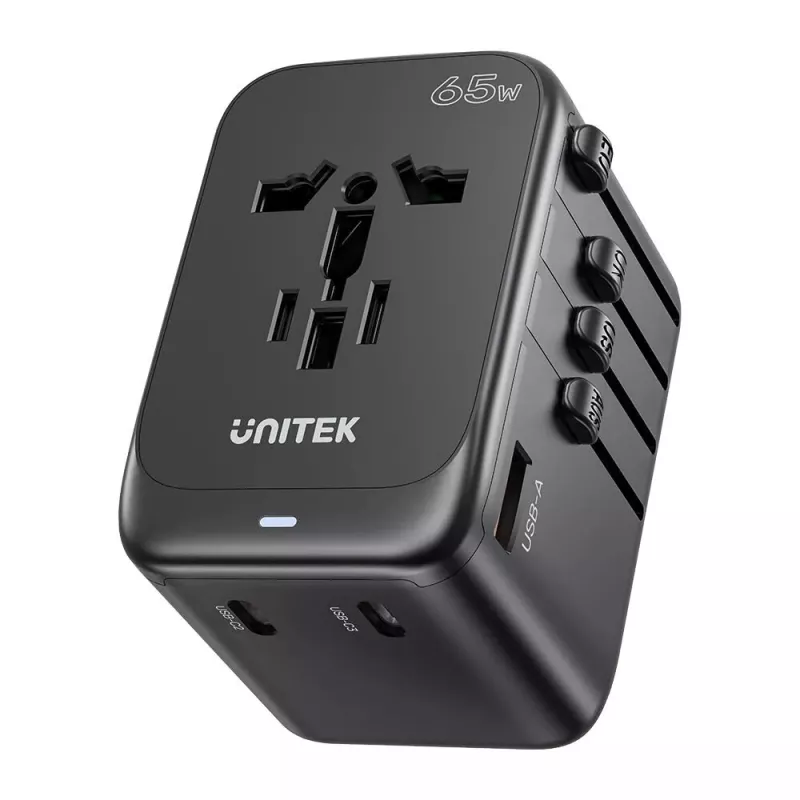 Reisadapter UNITEK P1122ABK01 universeel zwart Type-C G I