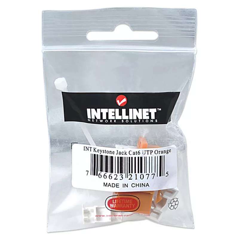 Intellinet Keystone Jack, Cat6, UTP, Punch-down, Oranje