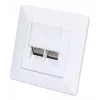 Intellinet 2-poorts Cat6 10G afgeschermd RJ45-wandcontactdoos, inbouwmontage met afdekraam, STP, Signaalwit RAL9003
