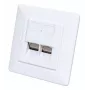 Intellinet 2-poorts Cat6 10G afgeschermd RJ45-wandcontactdoos, inbouwmontage met afdekraam, STP, Signaalwit RAL9003