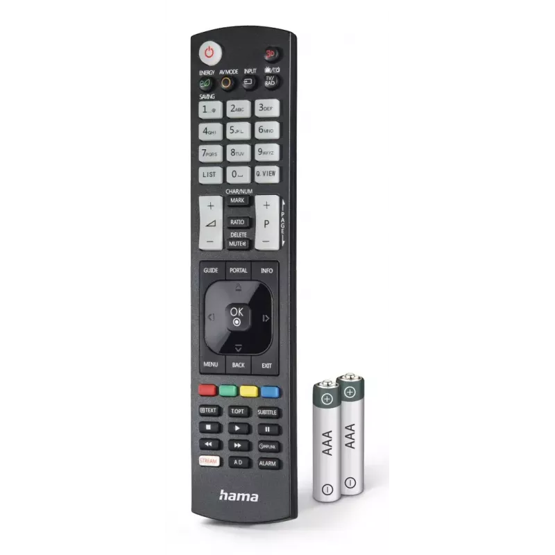 Hama 00221061 universele IR-afstandsbediening voor LG-tv's, leerfunctie, verlichte toetsen, zwart