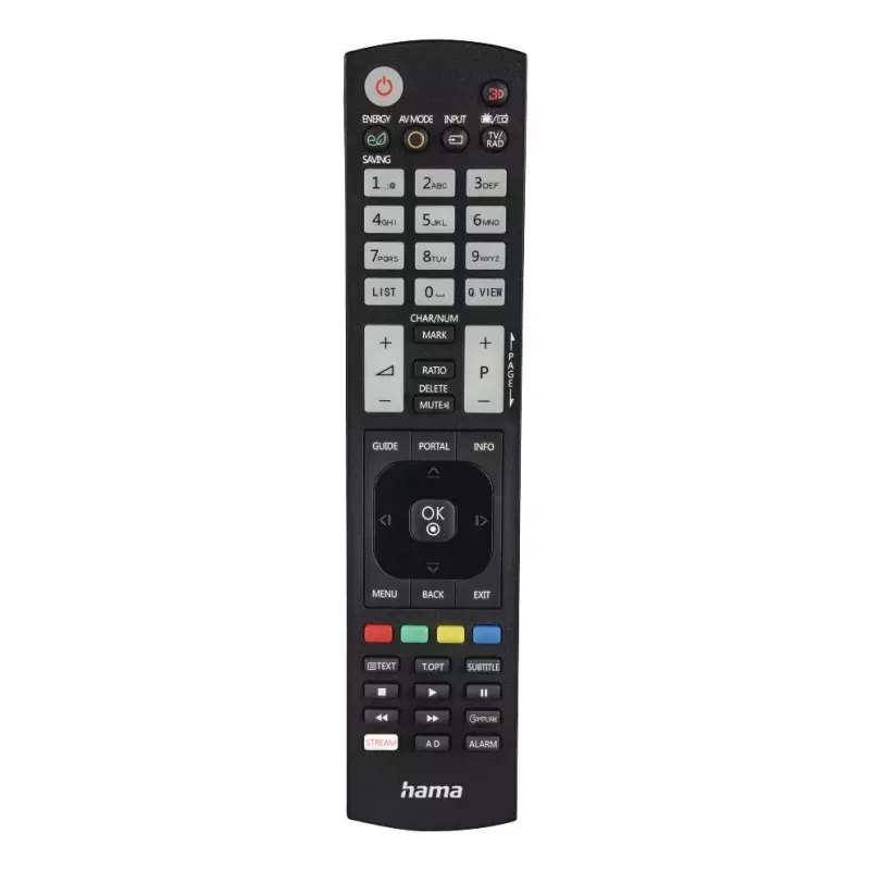 Hama 00221061 universele IR-afstandsbediening voor LG-tv's, leerfunctie, verlichte toetsen, zwart