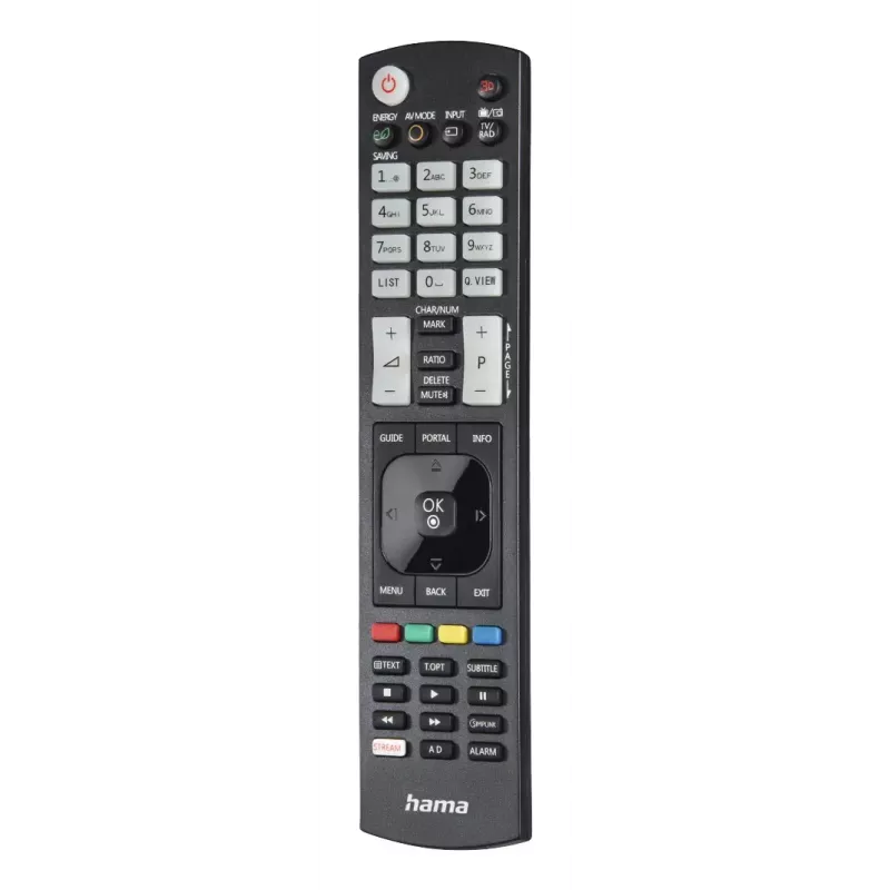 Hama 00221061 universele IR-afstandsbediening voor LG-tv's, leerfunctie, verlichte toetsen, zwart